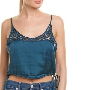 Free People Blouson Brami Blue-Green Teal Lace Strappy Cami S boho festival‎